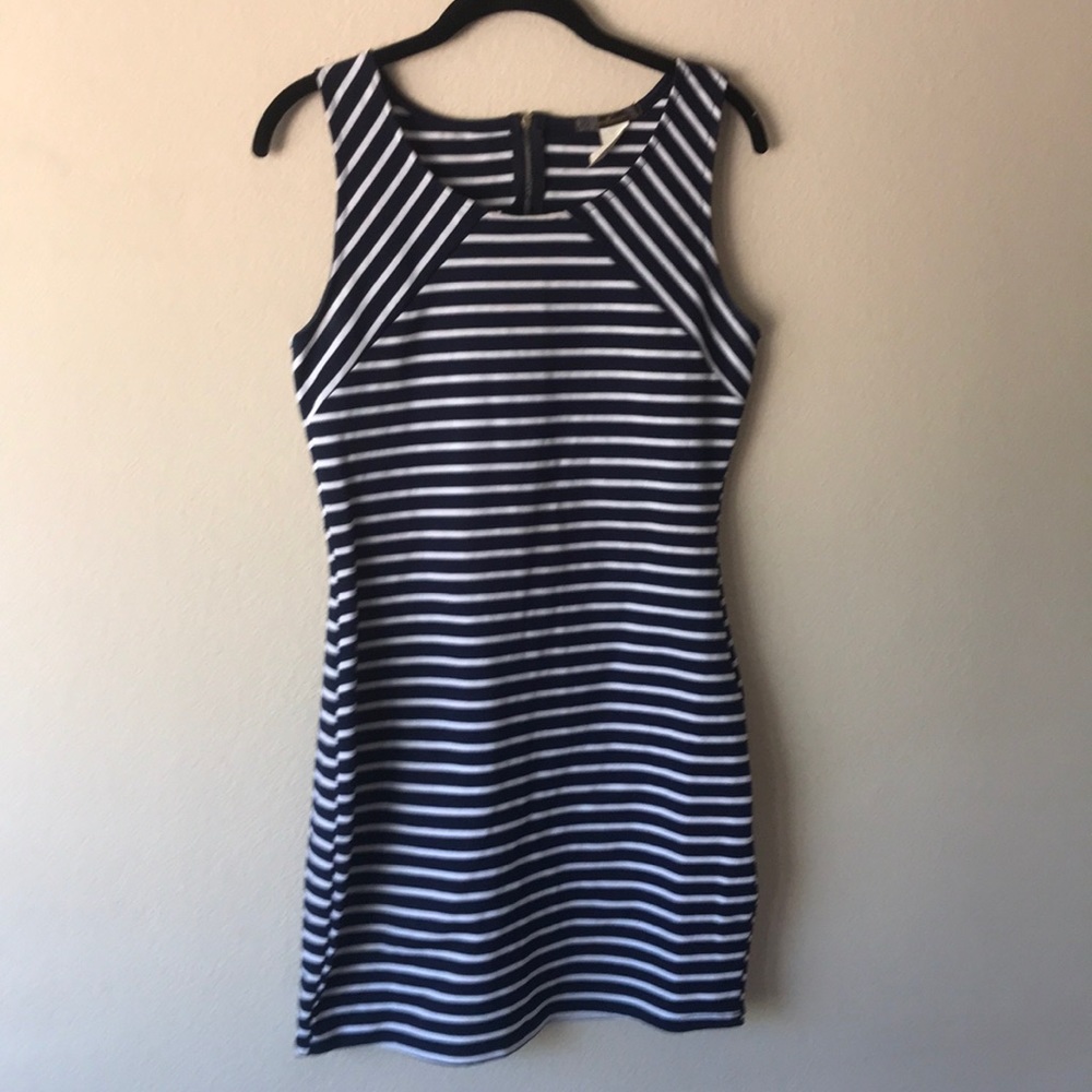 Navy Blue Stripped Dress - Size Large